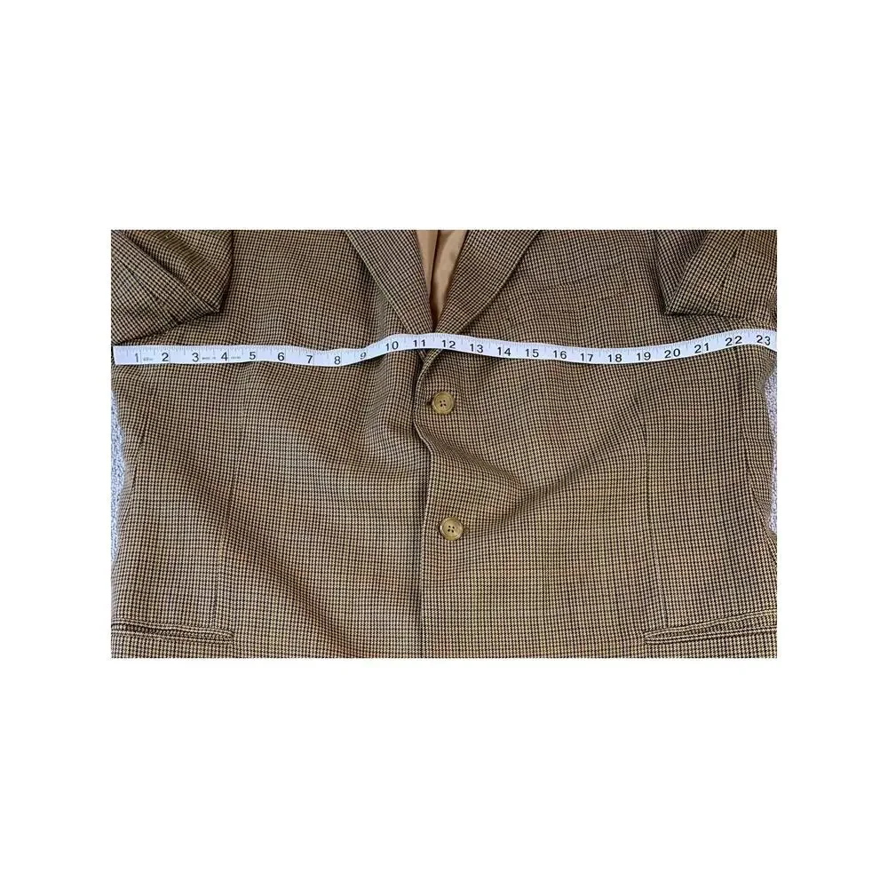 T. Harris London‎ 100% Wool Sport Coat Blazer Suit Jacket Houndstooth Brown 46L